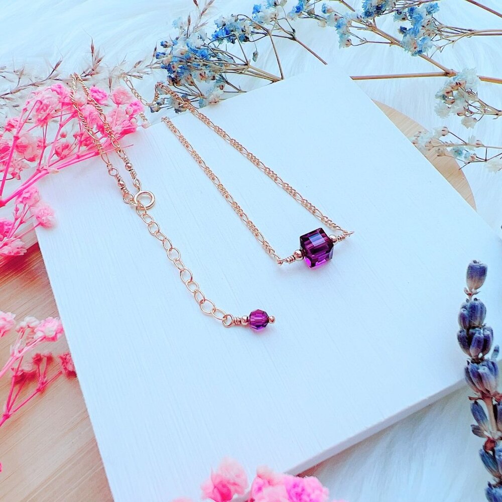 14k Gold-Filled Crystal Cube Necklace | Handmade in BC